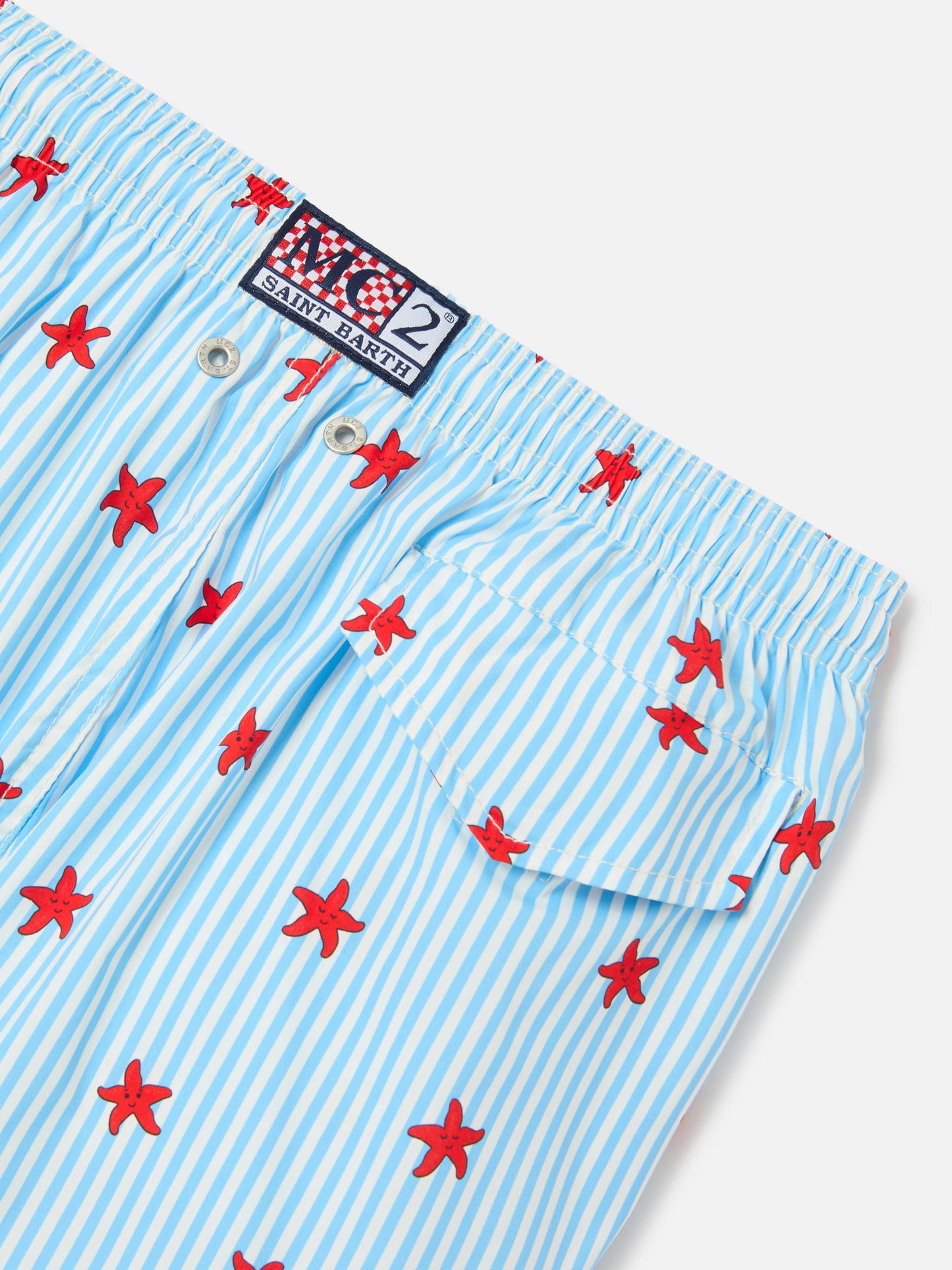 Costume Jean Lighting Stretch a righe con stampa stelle marine all over