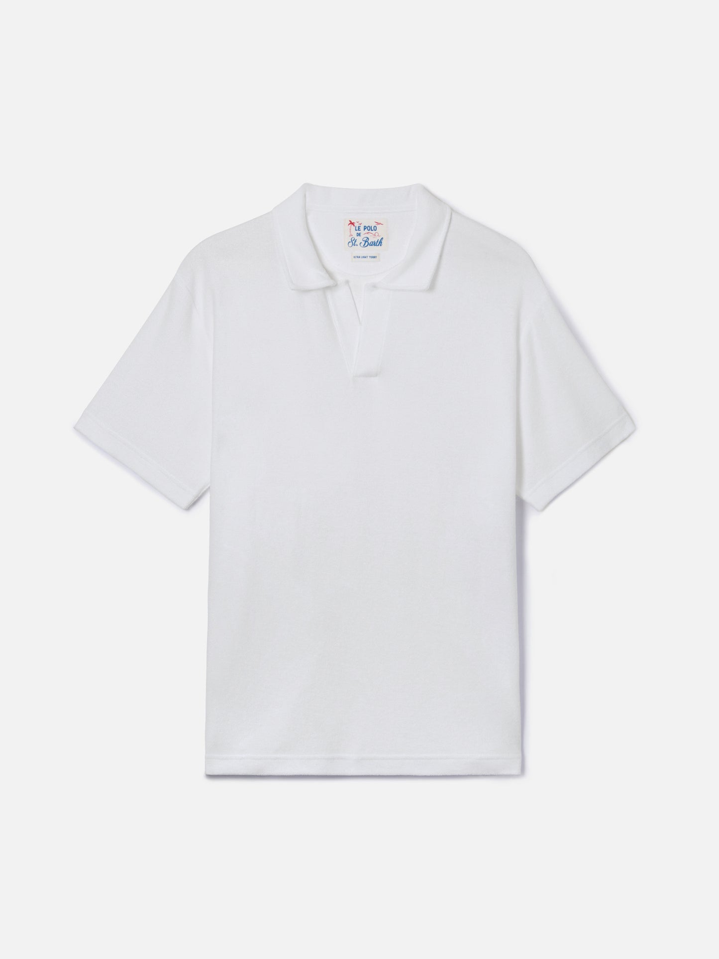 White Jeremy polo in terry-effect cotton