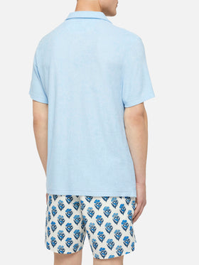 Jeremy light blue terry buttonless polo shirt - MC2 Saint Barth