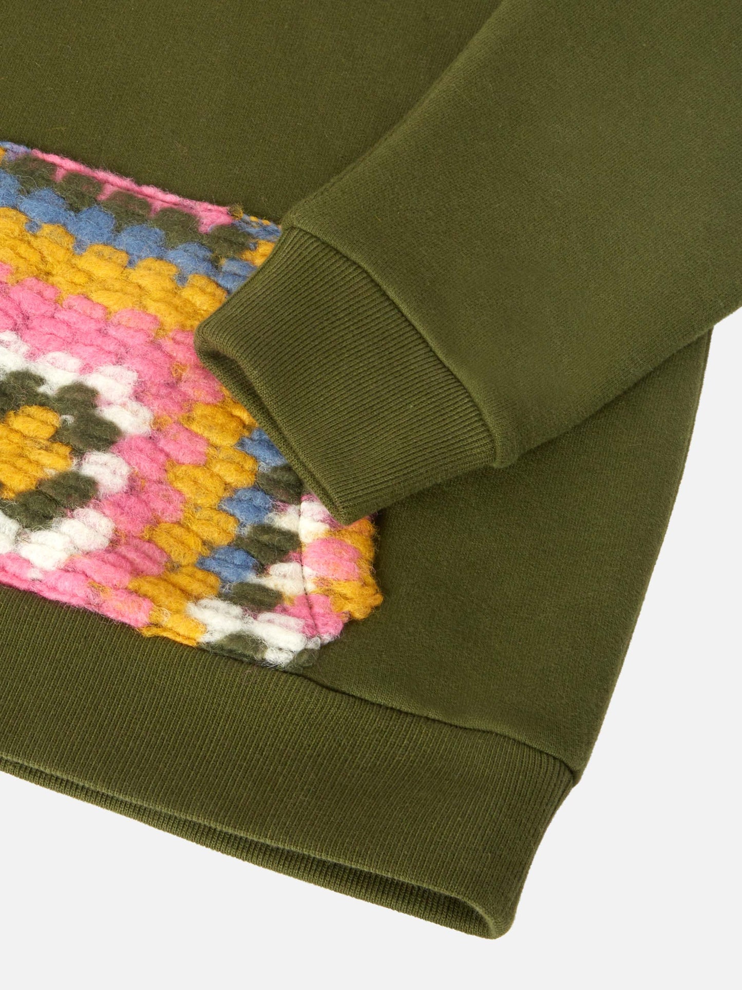 Jeune Jr grüner Hoodie mit Häkelmuster