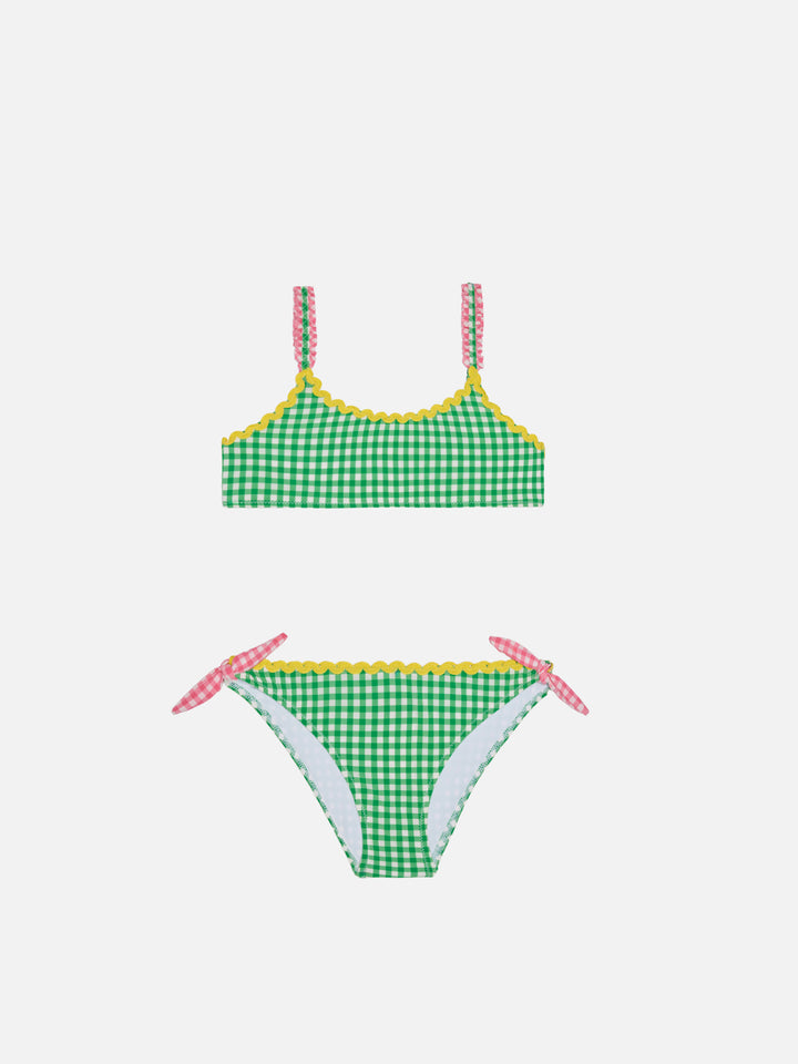 Girl top bikini with gingham print