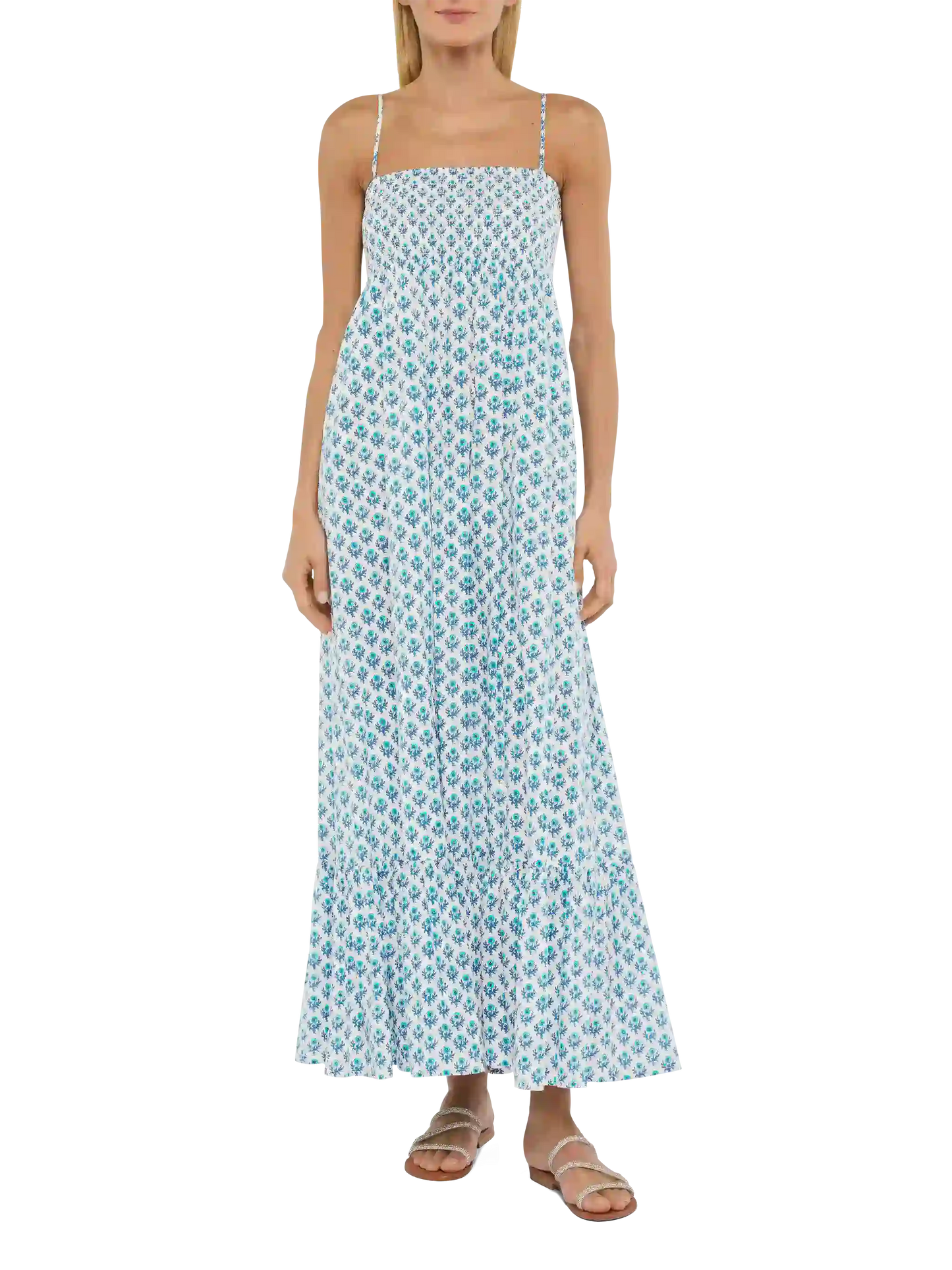 Jemma cotton dress with smocked embroidered bodice - MC2 Saint Barth