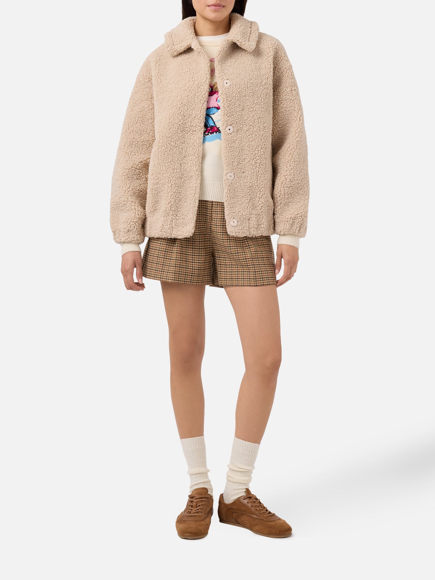 Jeanne teddy bomber with back patch