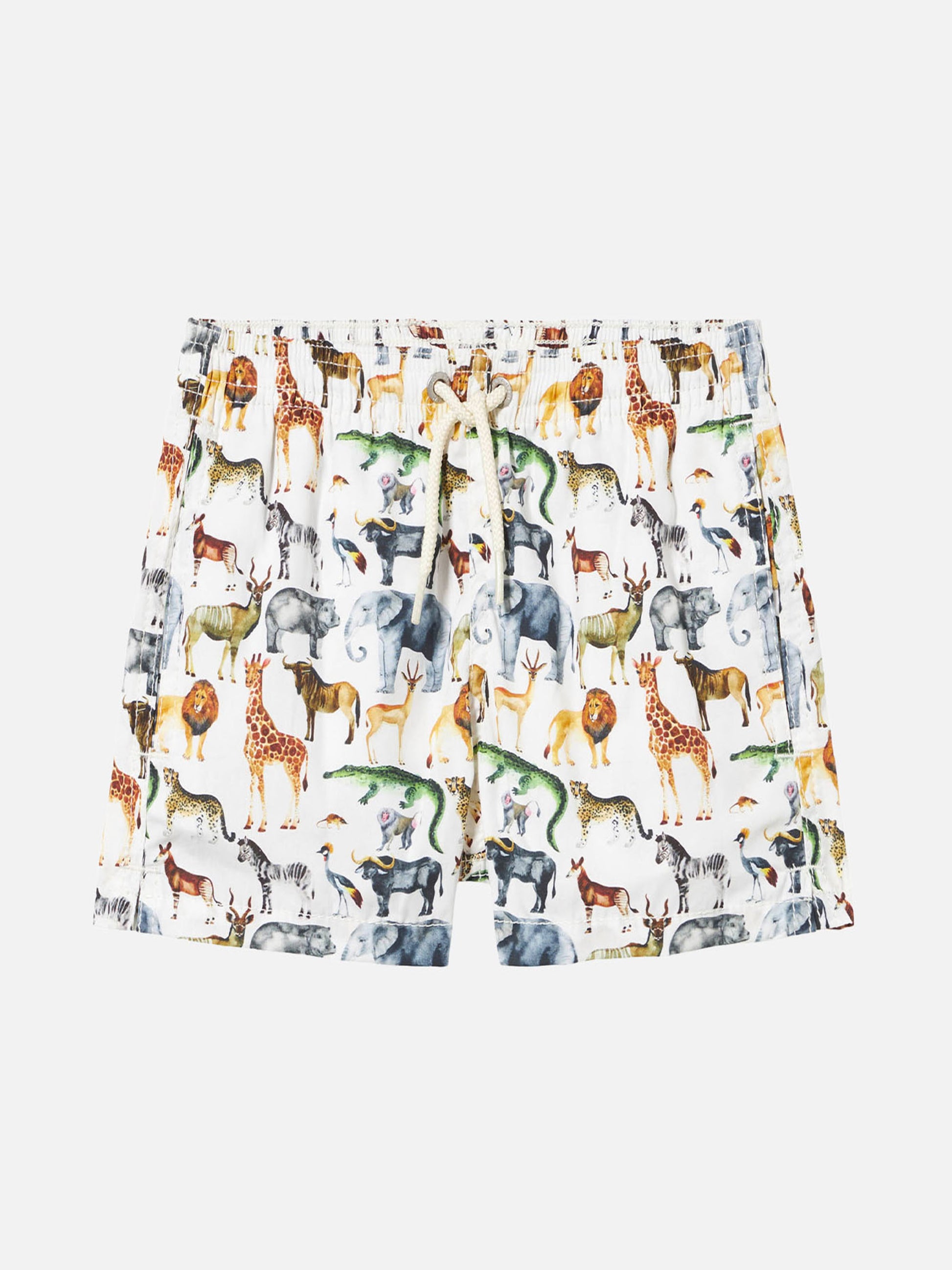 Boy cotton swim shorts with african zoo print - MC2 Saint Barth