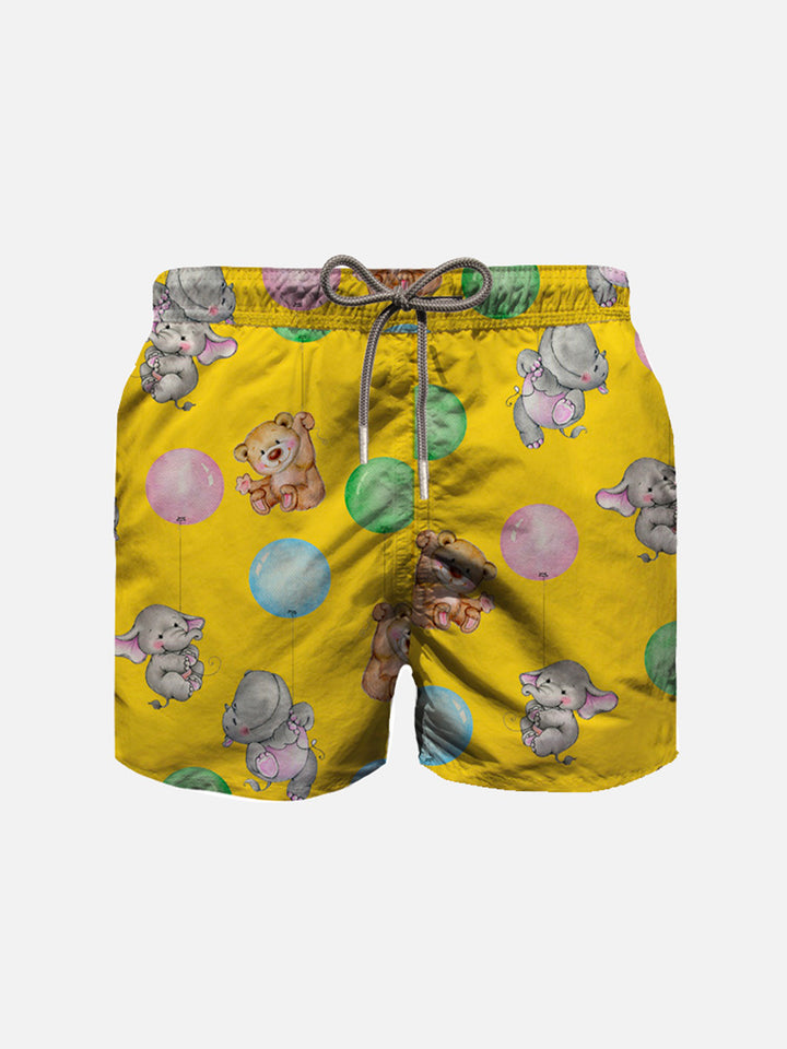 Boy cotton swim shorts with puppies balloon print - MC2 Saint Barth