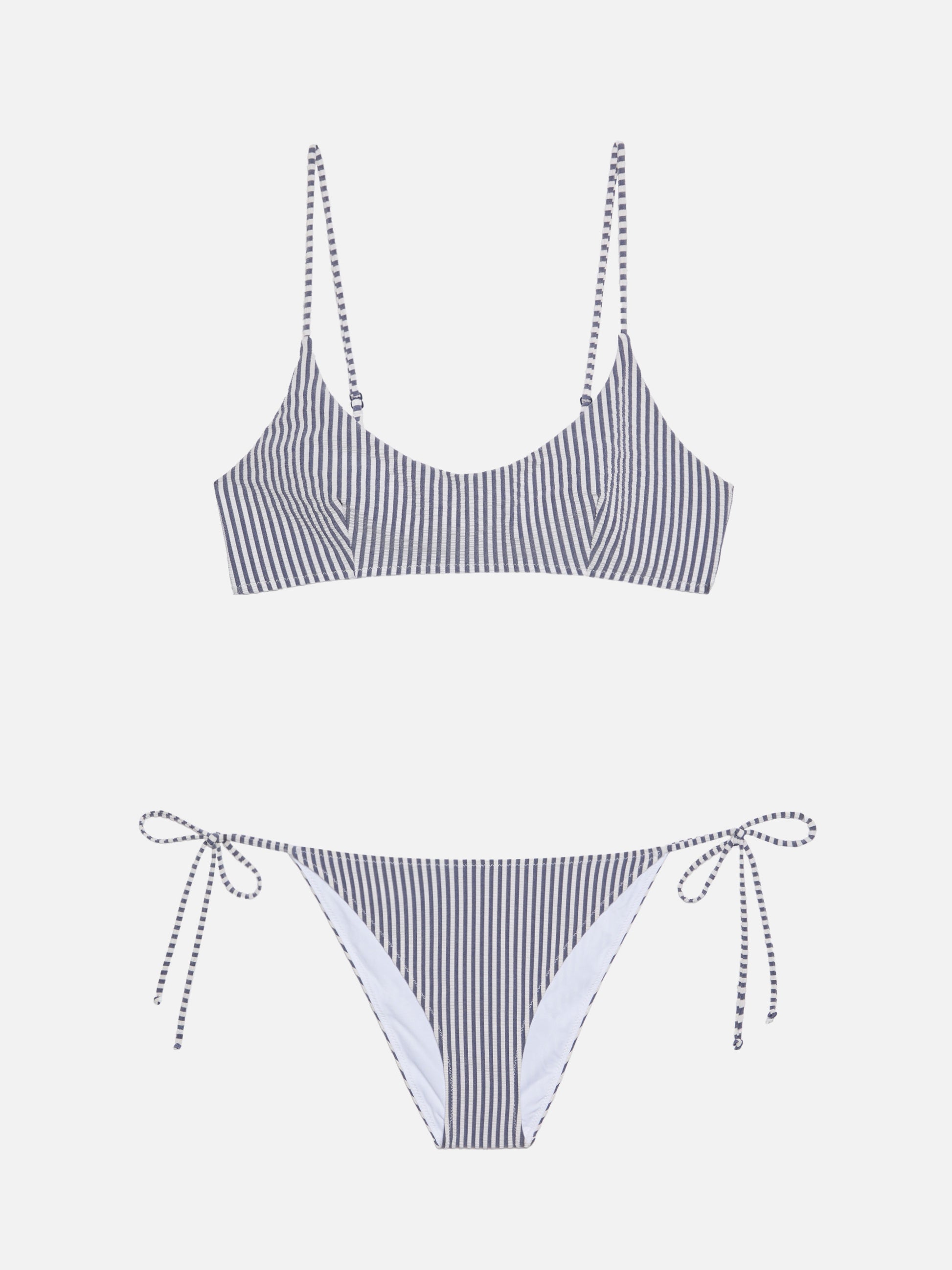 Virgo classic swim briefs with striped print - Judy seersucker bralette top with striped print - MC2 Saint Barth