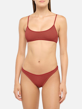 Naomi rostorangefarbene freche Badehose - Judy rostorangefarbenes Crinkle-Bralette-Oberteil