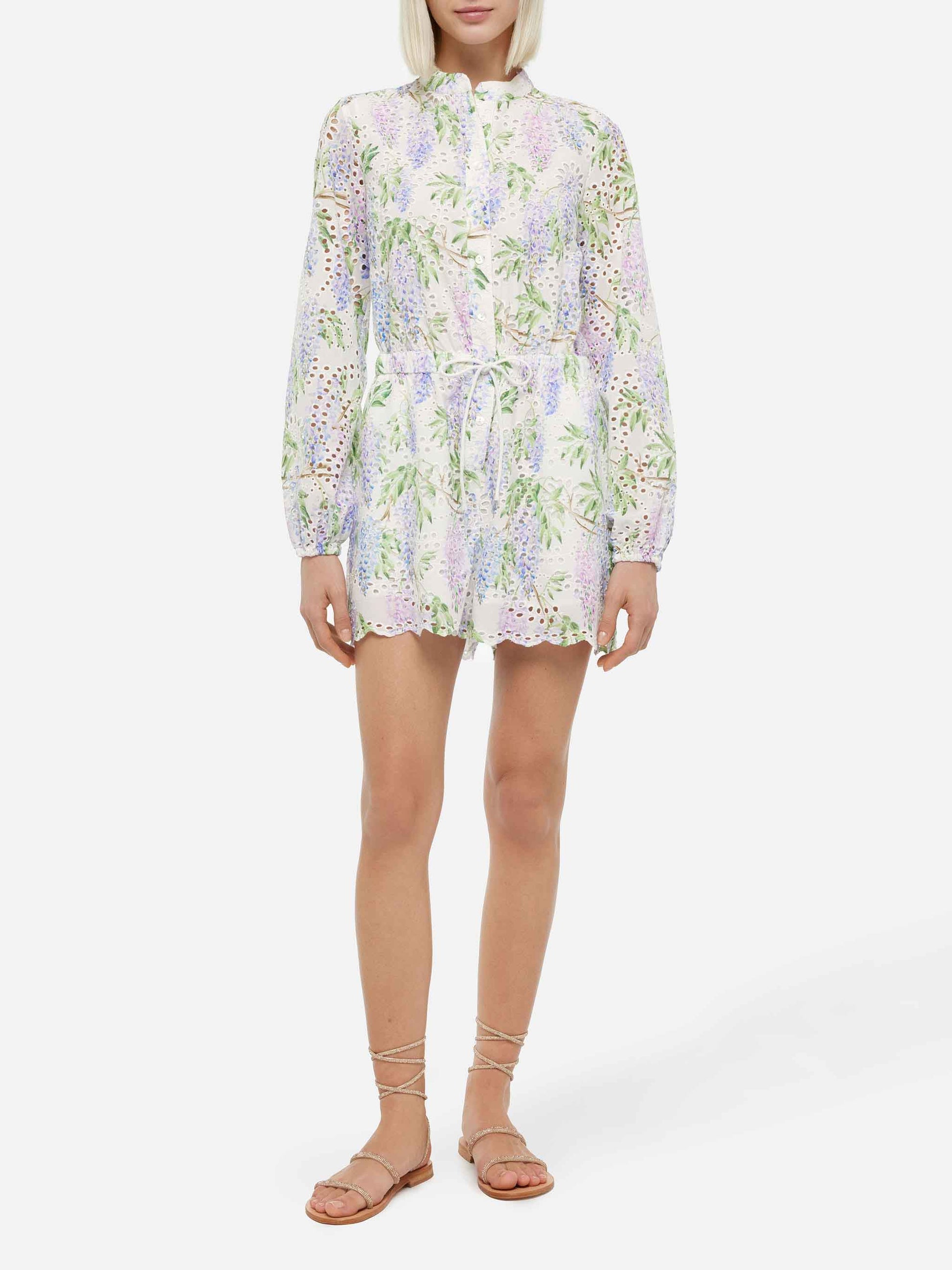Julian Sangallo lace cotton playsuit with floral print - MC2 Saint Barth