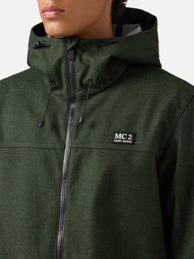 Giacca a vento verde da uomo con cappuccio