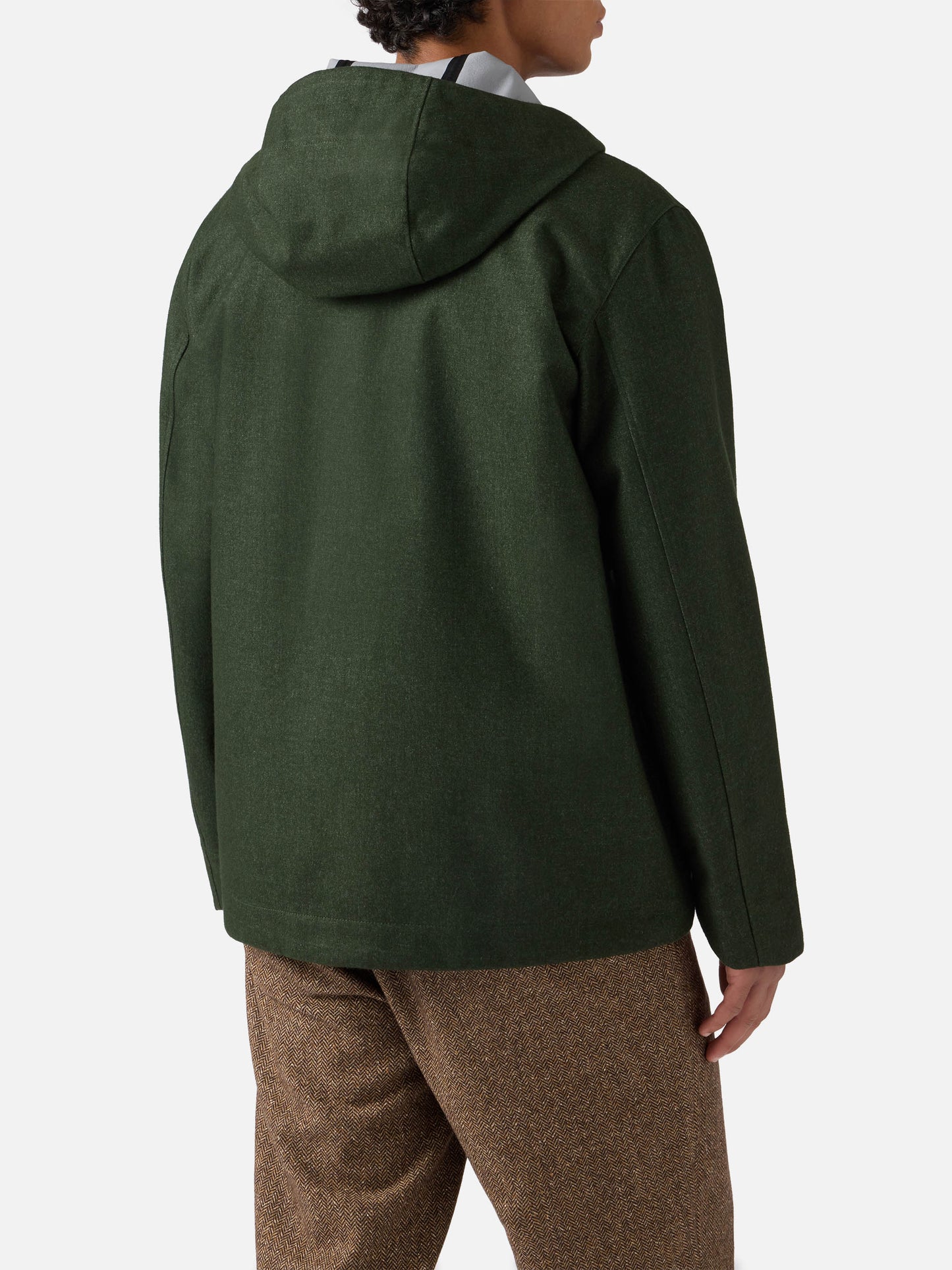 Giacca a vento verde da uomo con cappuccio