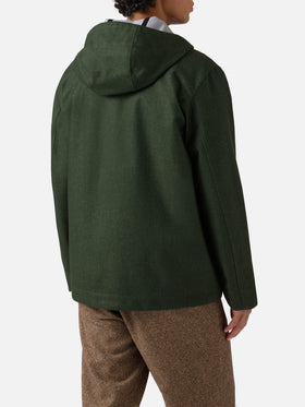 Giacca a vento verde da uomo con cappuccio