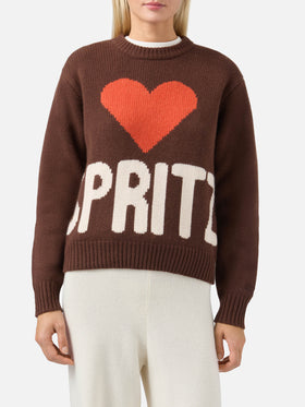 Maglione Kyla in lana marrone con jacquard Spritz