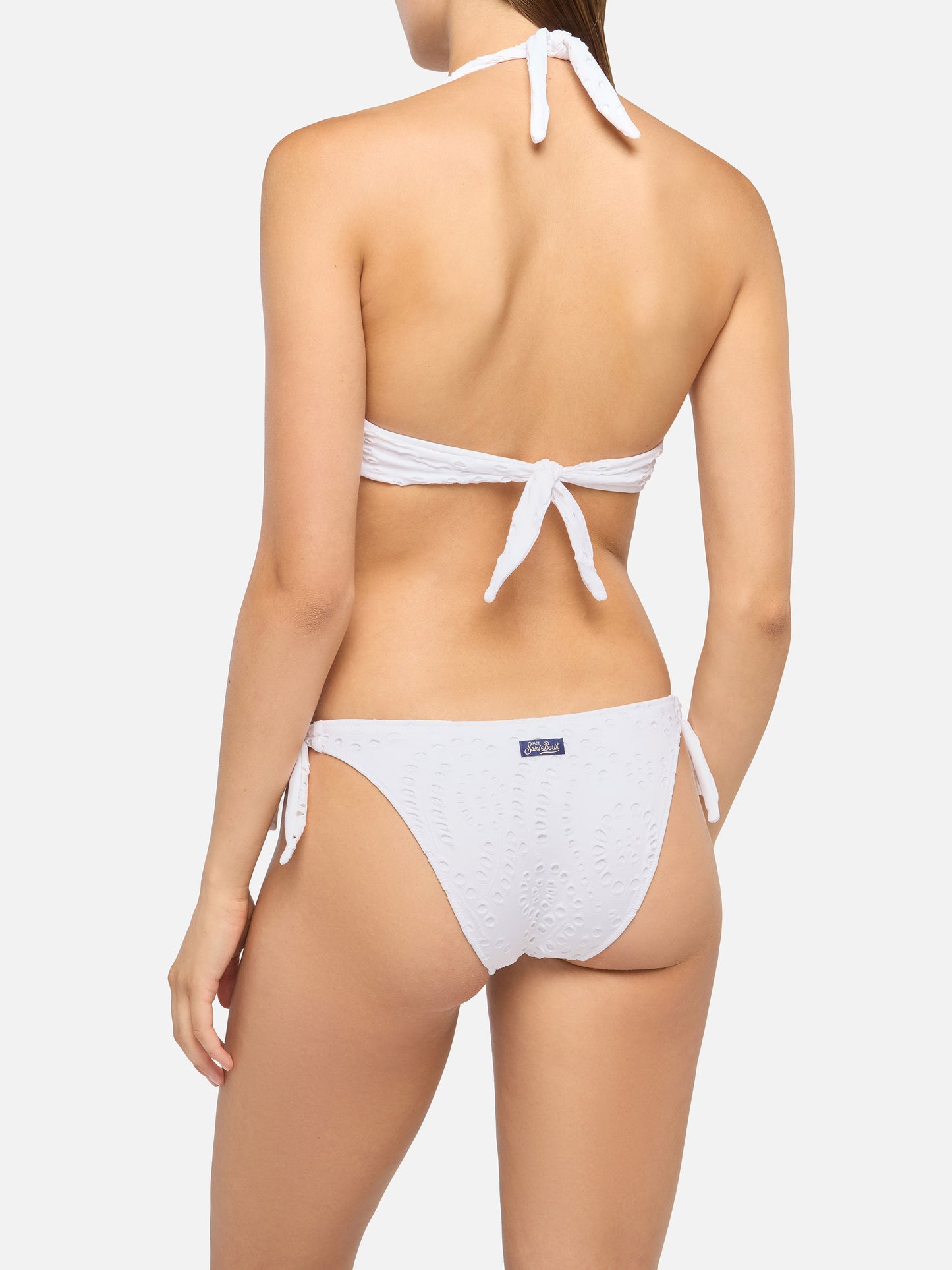 Bikini triangolo a bralette Leda Yali in sangallo nero