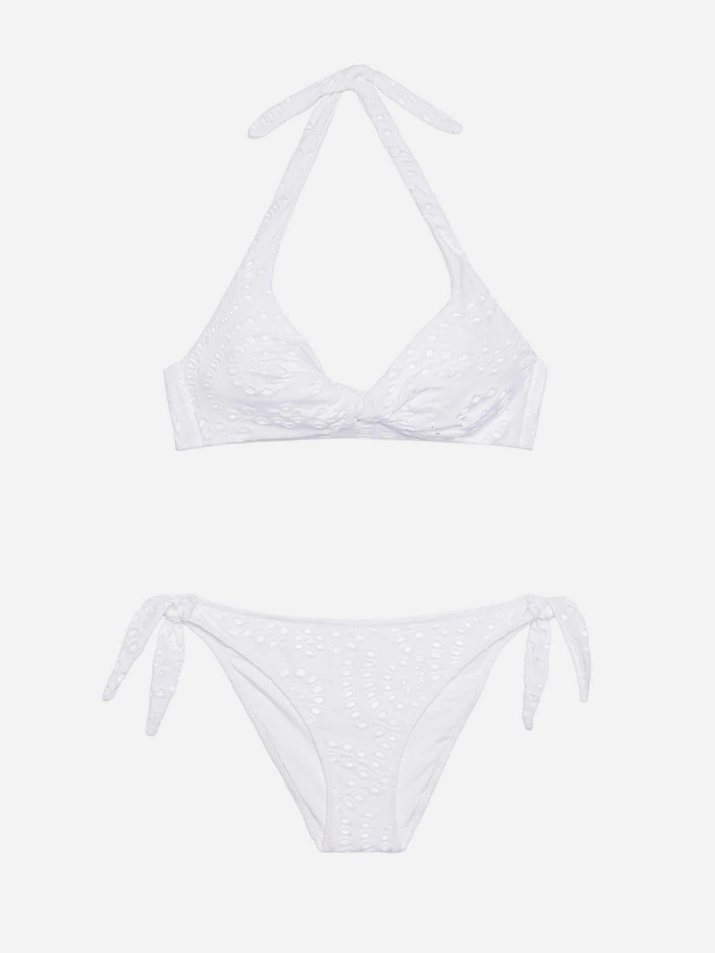 Bikini triangolo a bralette Leda Yali in sangallo nero