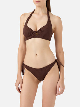 Yali braune klassische Badehose aus Sangallo-Spitze - Leda Sangallo-Spitzen-Triangel-Bralette-Oberteil