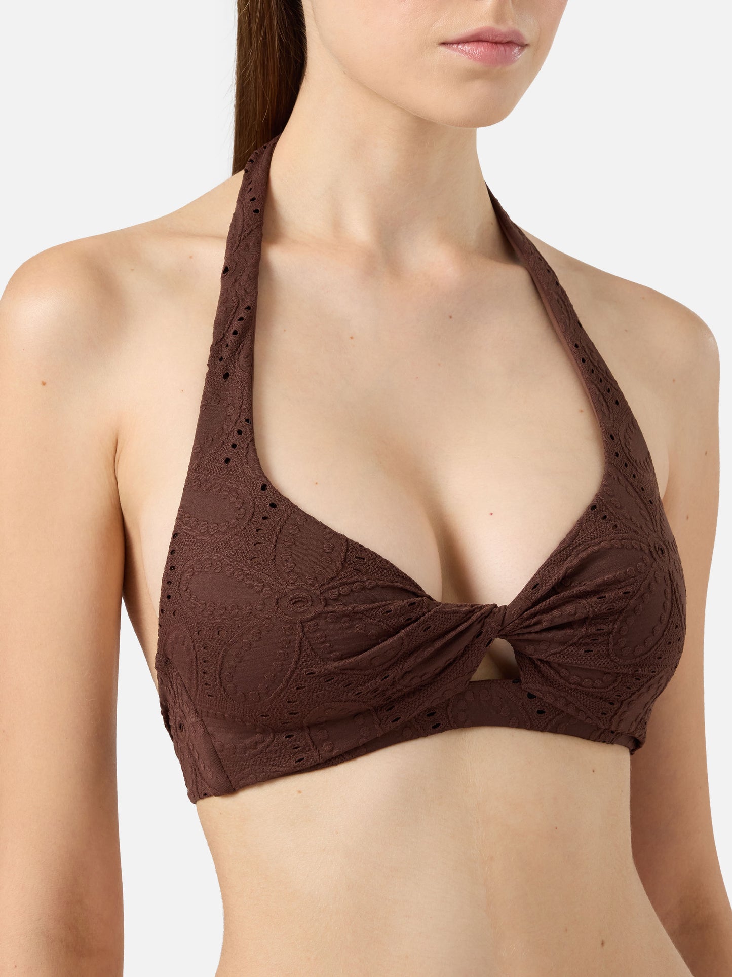 Yali braune klassische Badehose aus Sangallo-Spitze - Leda Sangallo-Spitzen-Triangel-Bralette-Oberteil