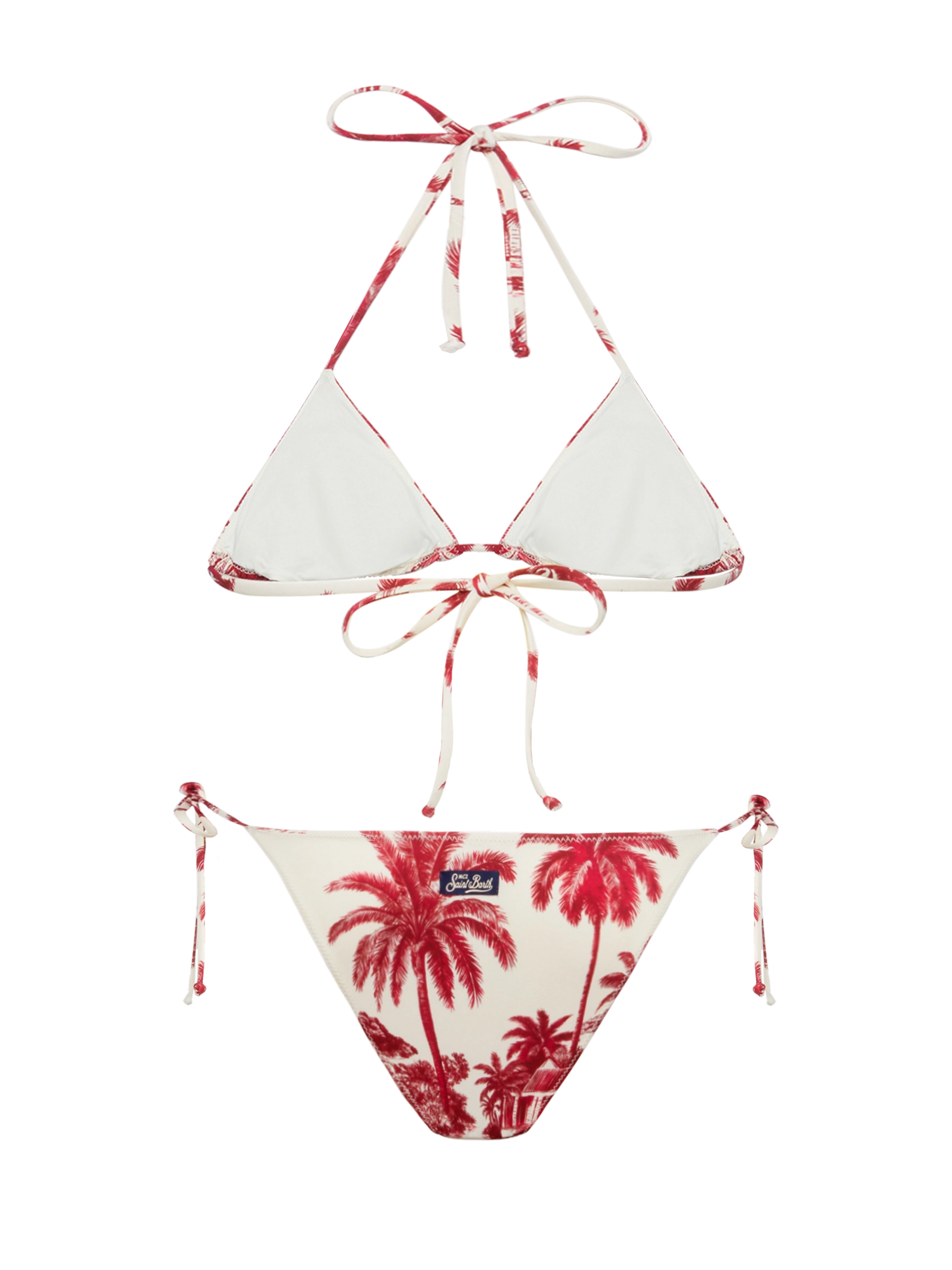 Classic triangle bikini Leah Virgo with toile de jouy print | AI BY RICKDICK SPECIAL EDITION - MC2 Saint Barth