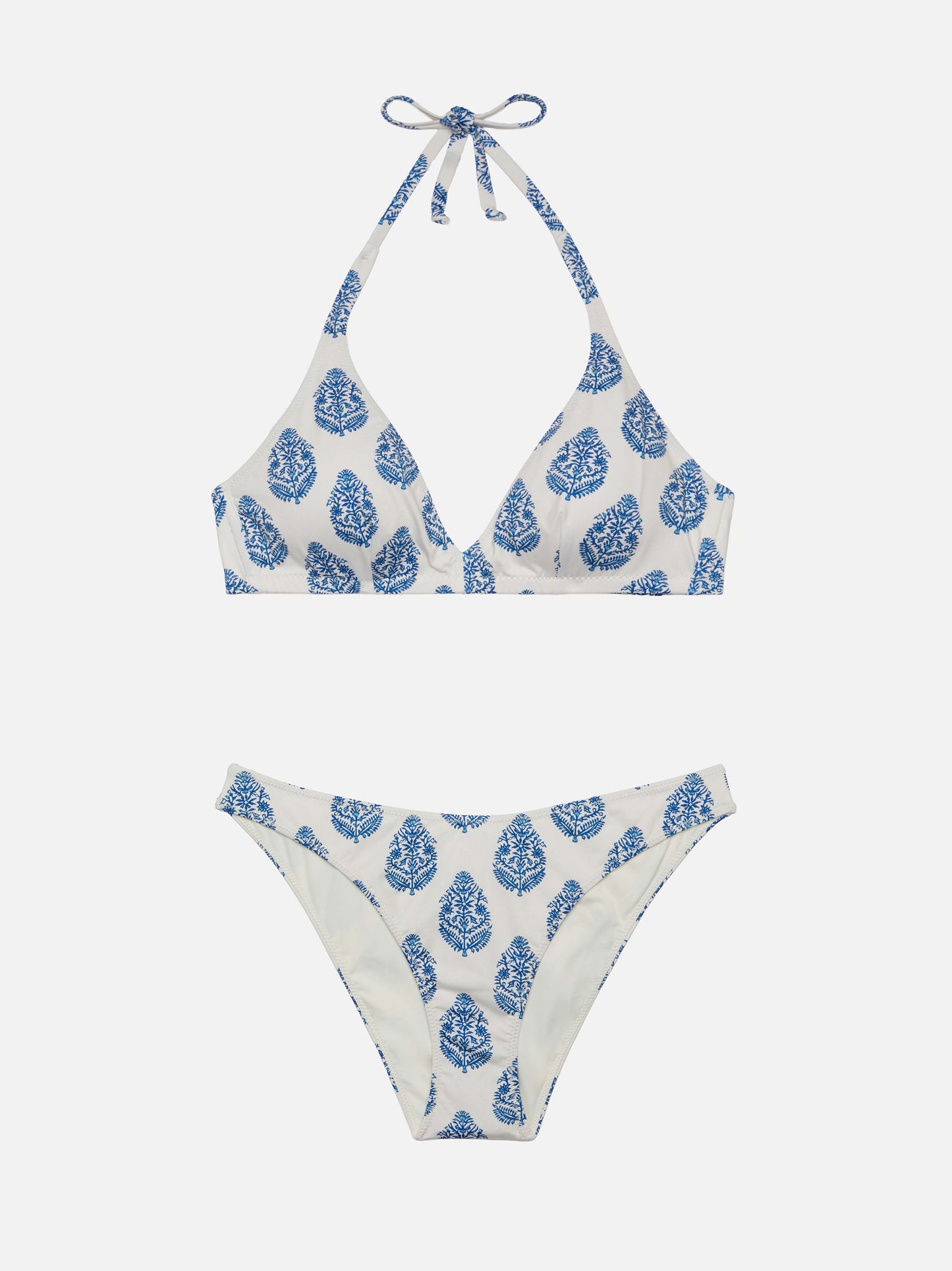 Klassische Badehose „Lido“ mit Paisley-Print – Dreieckiges Bralette-Top „Gaia“ mit Paisley-Print