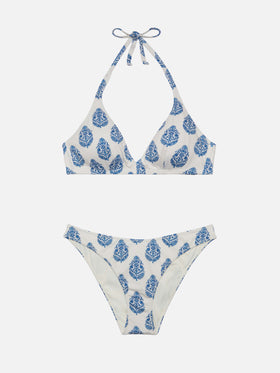 Klassische Badehose „Lido“ mit Paisley-Print – Dreieckiges Bralette-Top „Gaia“ mit Paisley-Print