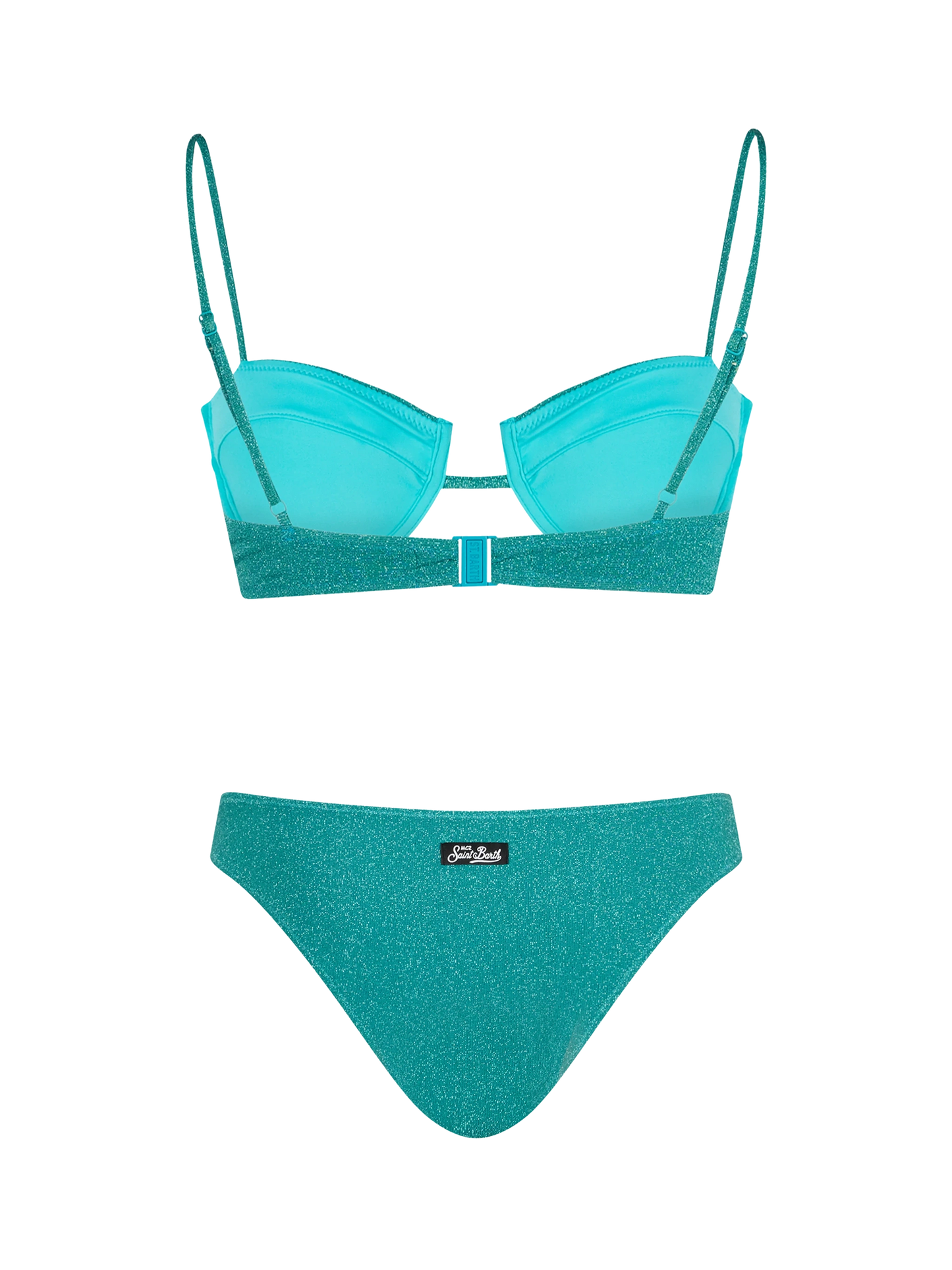 Blaugrüner Lurex-Bralette-Bikini für Damen Salina Lido