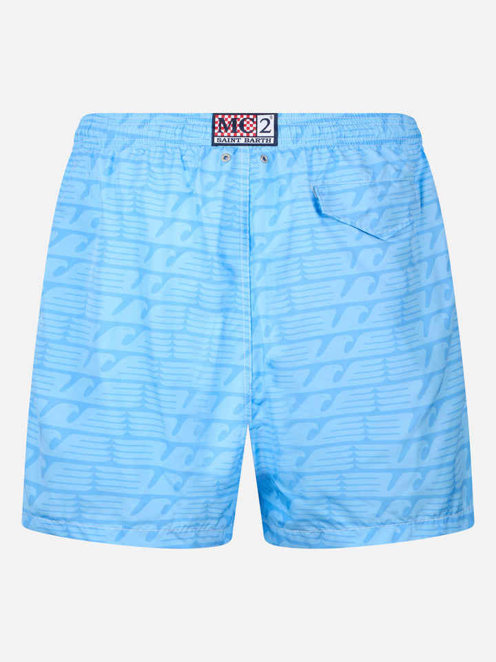 Lightweight fabric swim-shorts Lighting with Lazio print | SS LAZIO SPECIAL EDITION - MC2 Saint Barth
