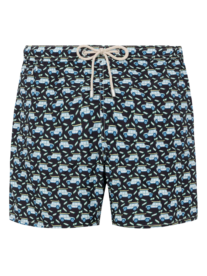 Lightweight fabric swim shorts Lighting with off-road car print - MC2 Saint Barth
