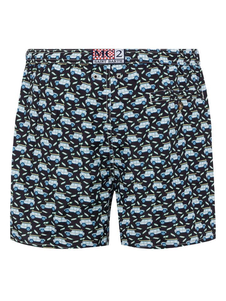 Lightweight fabric swim shorts Lighting with off-road car print - MC2 Saint Barth