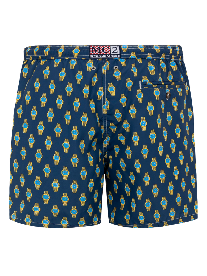 Lightweight fabric swim shorts Lighting with watch print - MC2 Saint Barth