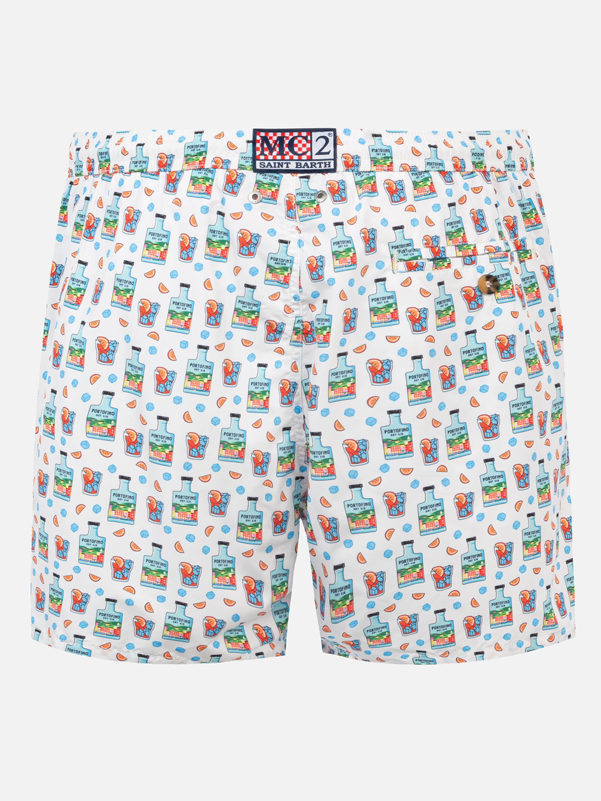 Man light fabric swim shorts with Portofino gin print | PORTOFINO DRY GIN SPECIAL EDITION - MC2 Saint Barth