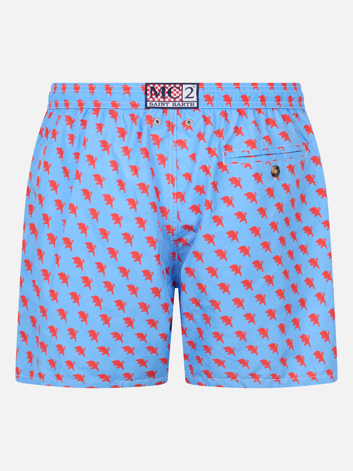 Man lightweight fabric swim shorts with Torino logo print | AC TORINO SPECIAL EDITION - MC2 Saint Barth