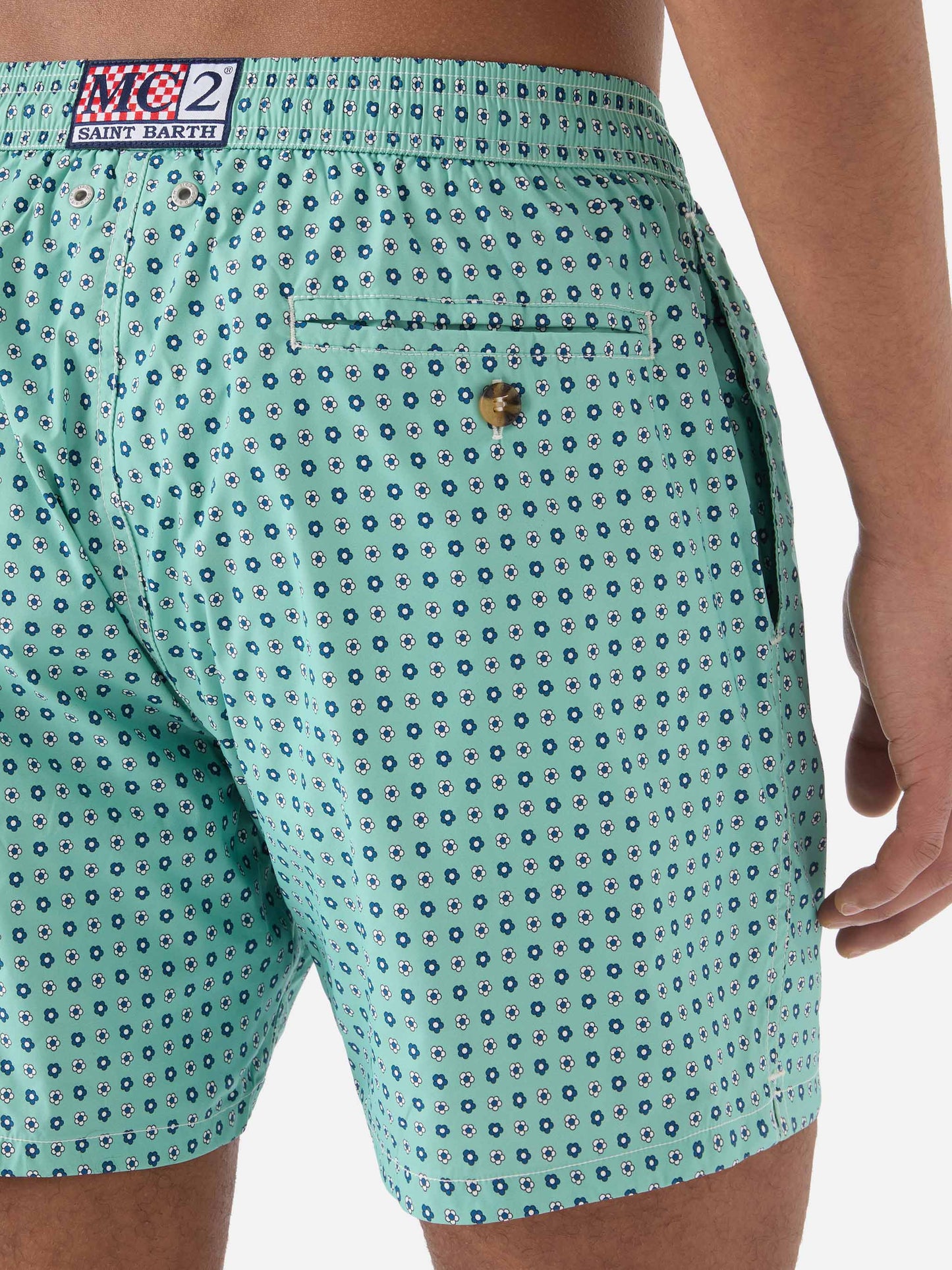 Costume mare Lighting Micro verde chiaro con stampa geometrica all-over