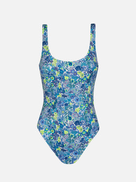 Lora scoopback one piece swimsuit with Margaret Annie print | MADE WITH LIBERTY FABRIC - MC2 Saint Barth