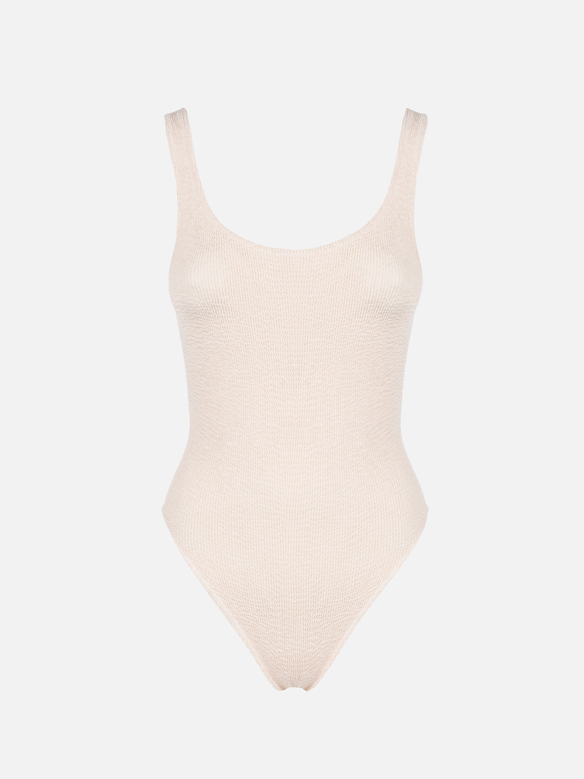 Woman beige crinkle one piece swimsuit Lora