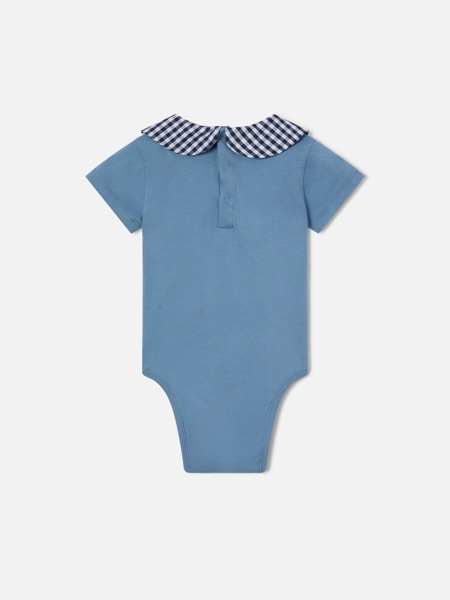 Body Lou in cotone organico blu con ricamo Tutto il papà