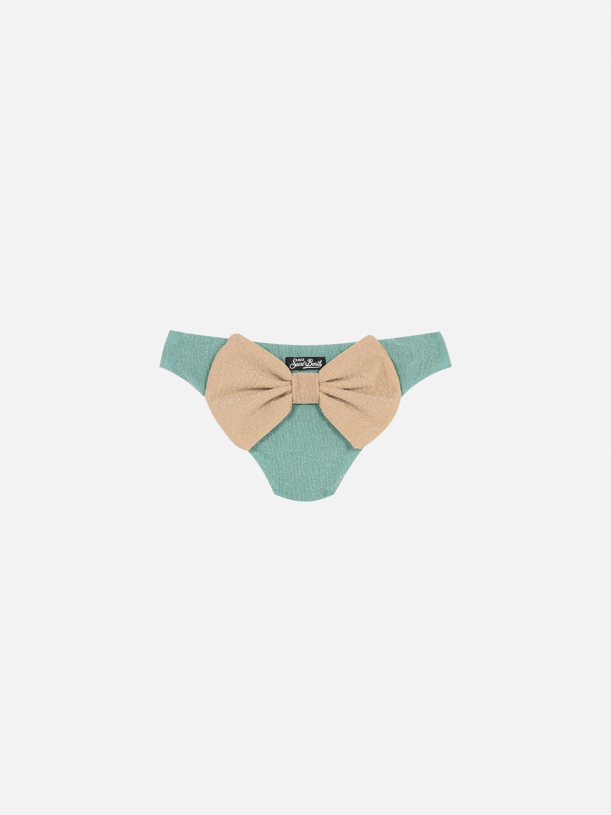 Madame water green lurex swim briefs with bow - MC2 Saint Barth