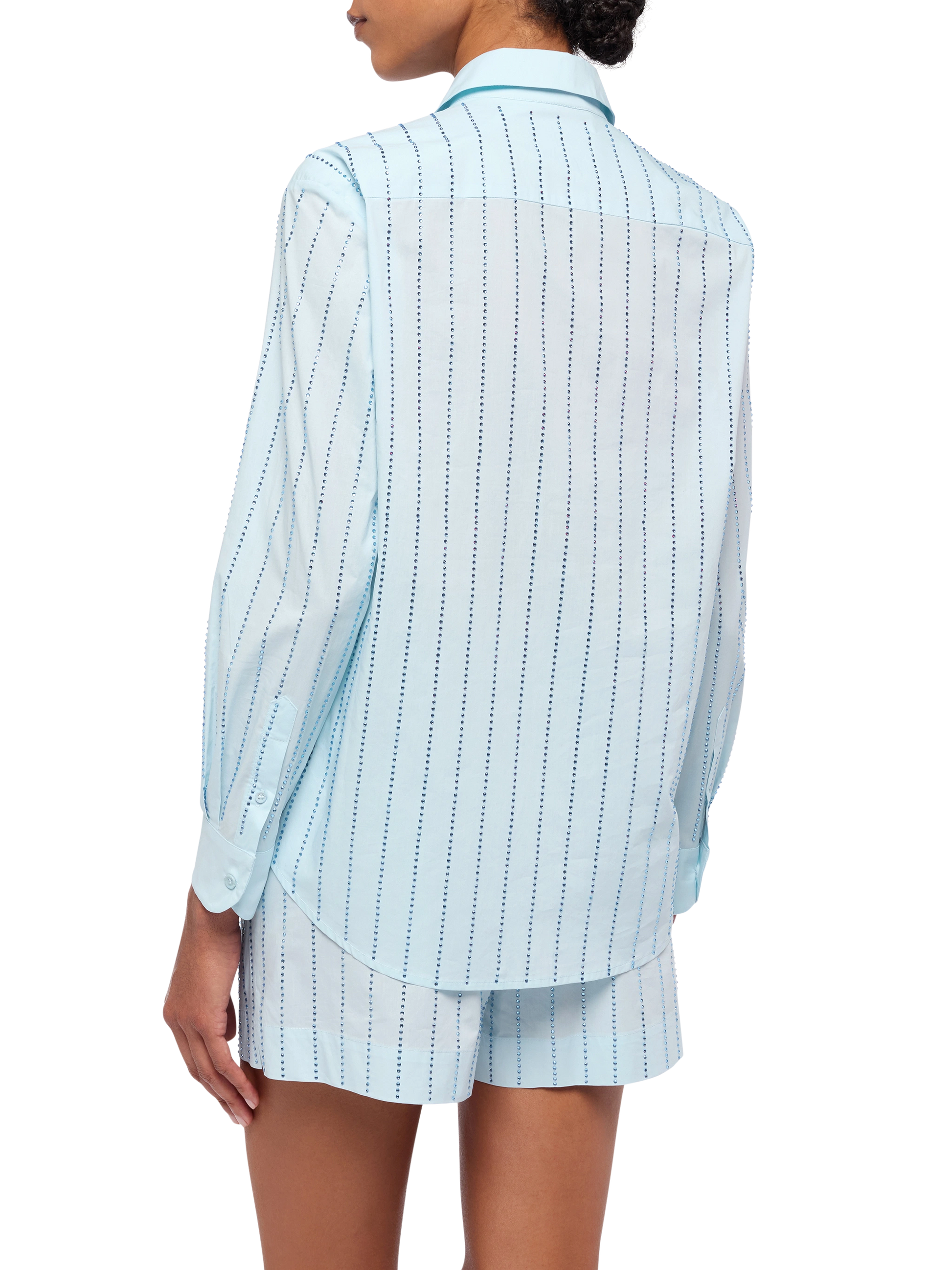 Meredith cotton popeline classic shirt with striped rhinestone embellishment - MC2 Saint Barth