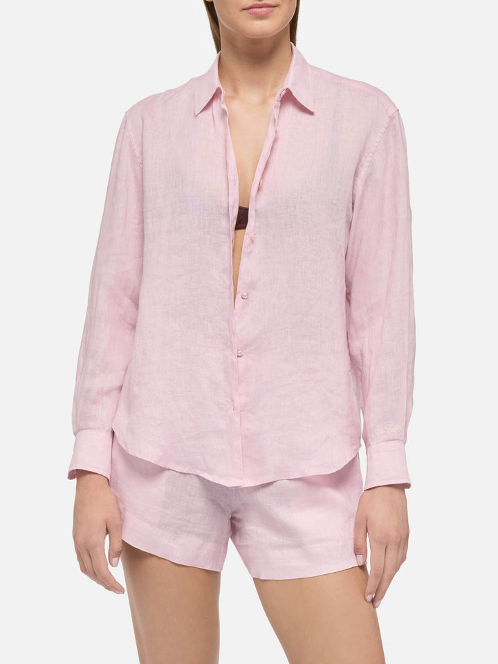 Meredith klassisches rosa Leinenhemd
