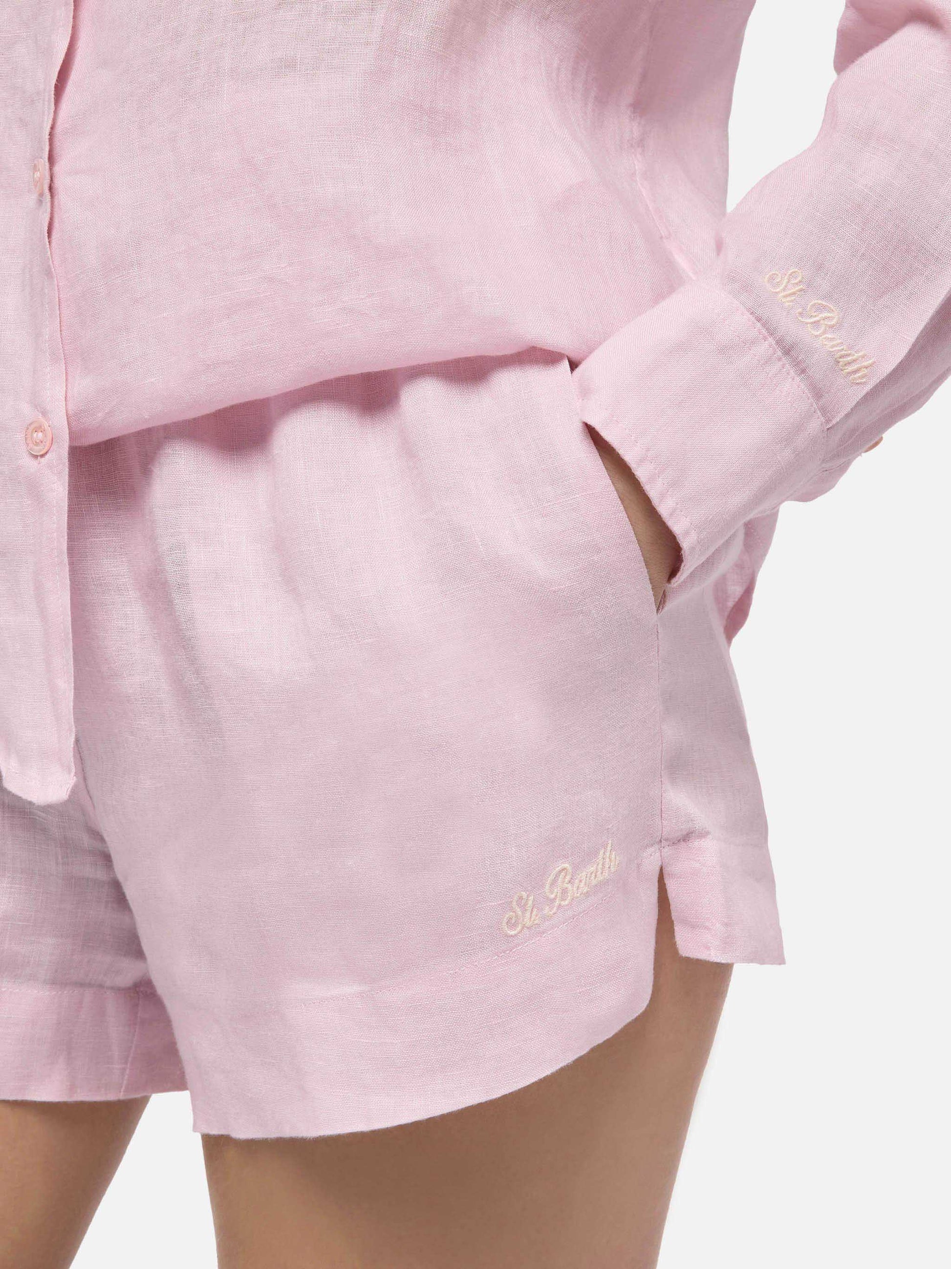 Meredith pink linen classic shirt - MC2 Saint Barth