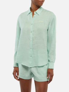 Klassisches Leinenhemd Meredith mit Saint Barth-Stickerei