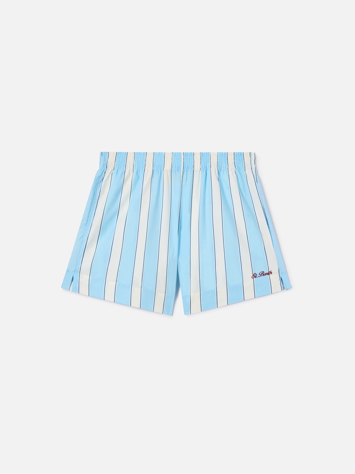Short en coton Meave à rayures bleu clair