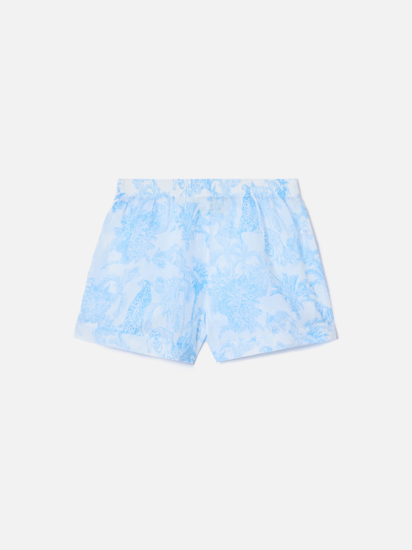 Meave Shorts aus Ramie mit hellblauem Toile de Jouy-Print