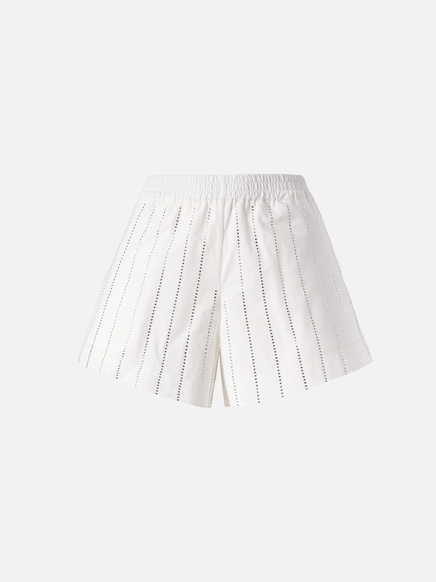 Meave shorts pull up in popeline di cotone con decorazione di strass a righe