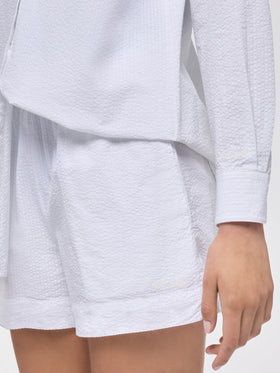 Meave white seersucker cotton pull-up shorts - MC2 Saint Barth