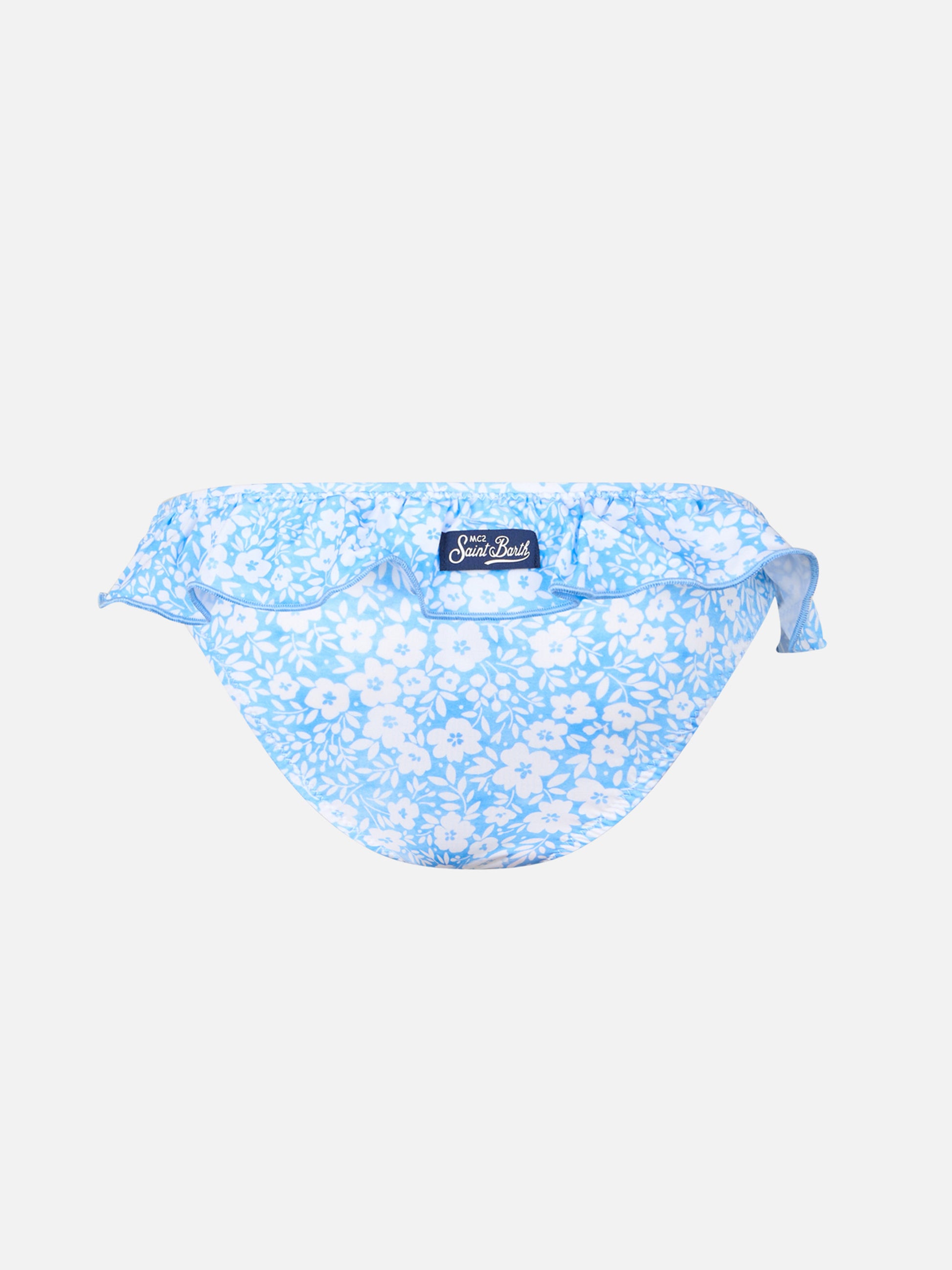 Girl ruffled swim briefs Melly with flower print - MC2 Saint Barth