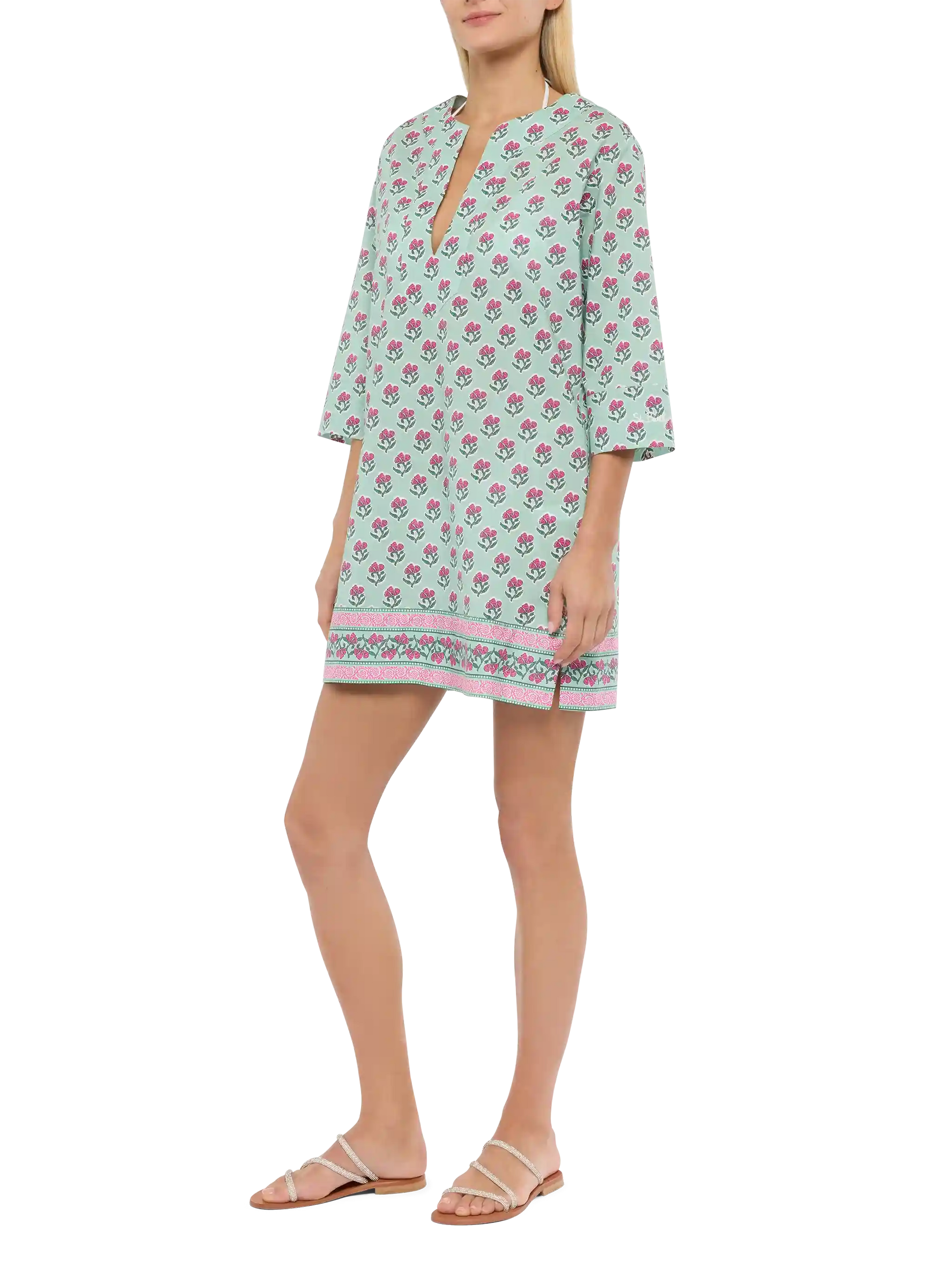 Macha cotton tunic dress with floral print - MC2 Saint Barth
