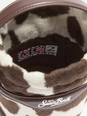 Mila Tweed Bucket Bag in cow-print tweed wool blend