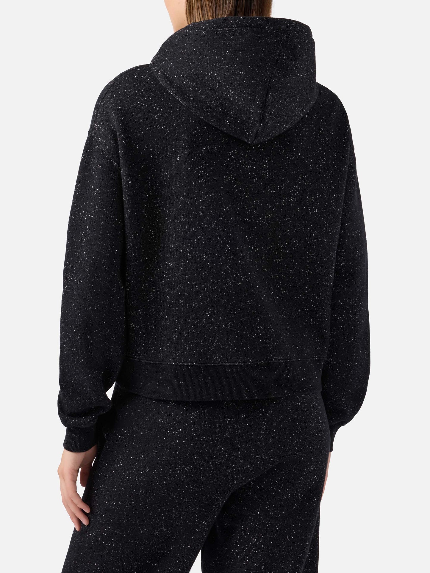 Mindy hoodie in black cotton–lurex blend
