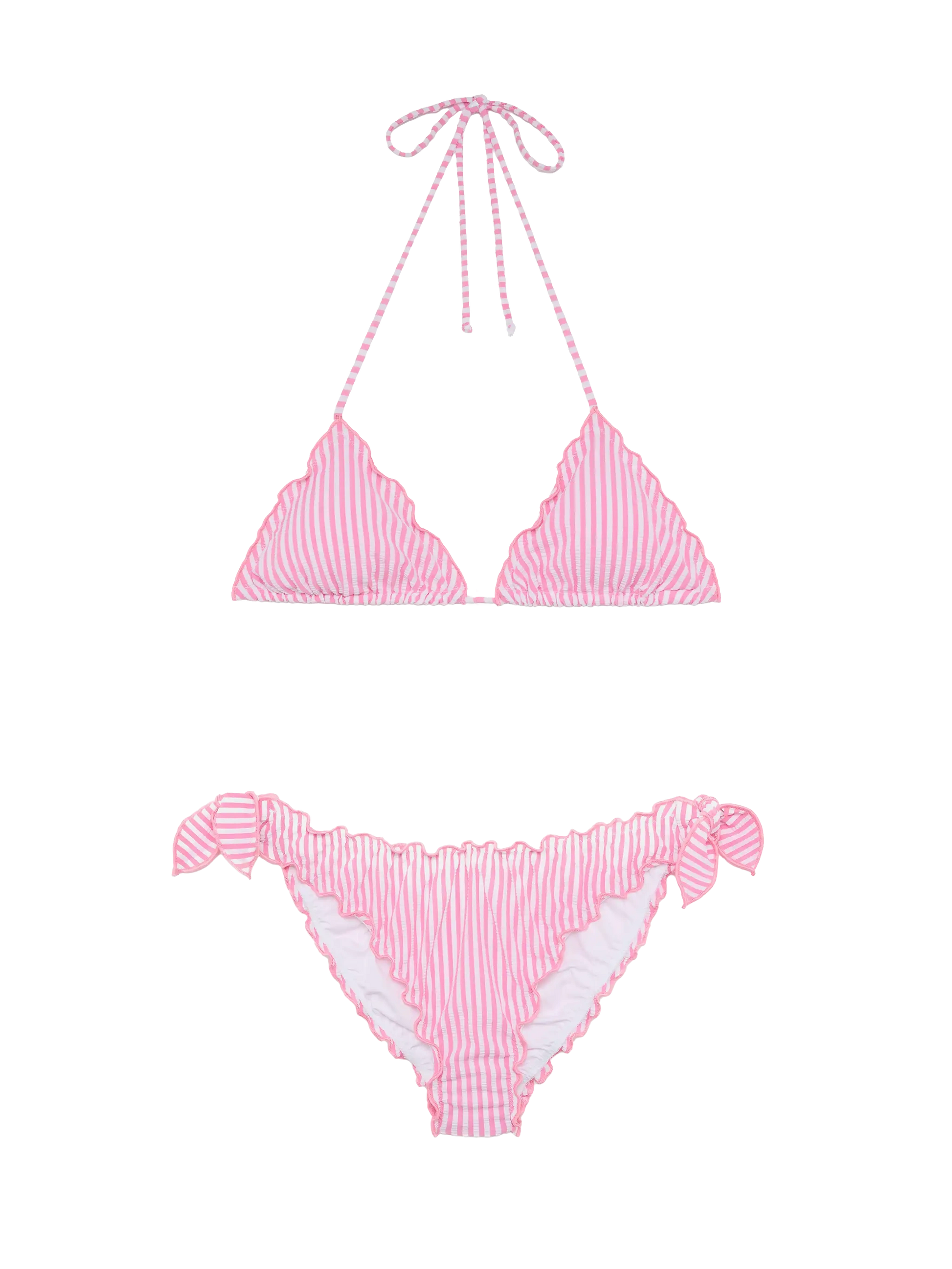 Classic seersucker triangle bikini Sagittarius Moon with striped print - MC2 Saint Barth