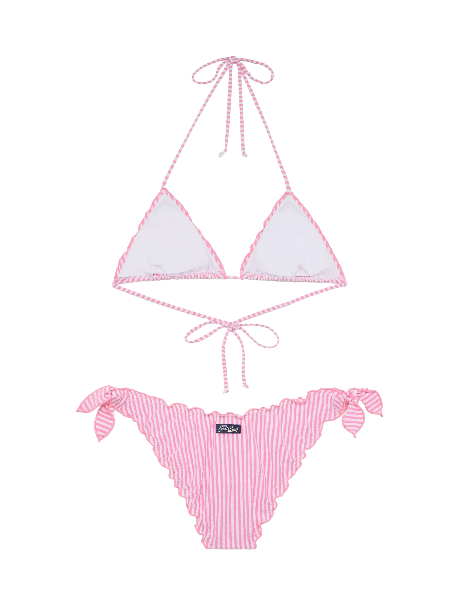 Classic seersucker triangle bikini Sagittarius Moon with striped print - MC2 Saint Barth