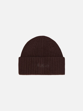 Moss Beanie in brown 100% WOOL with St. Barth embroidery